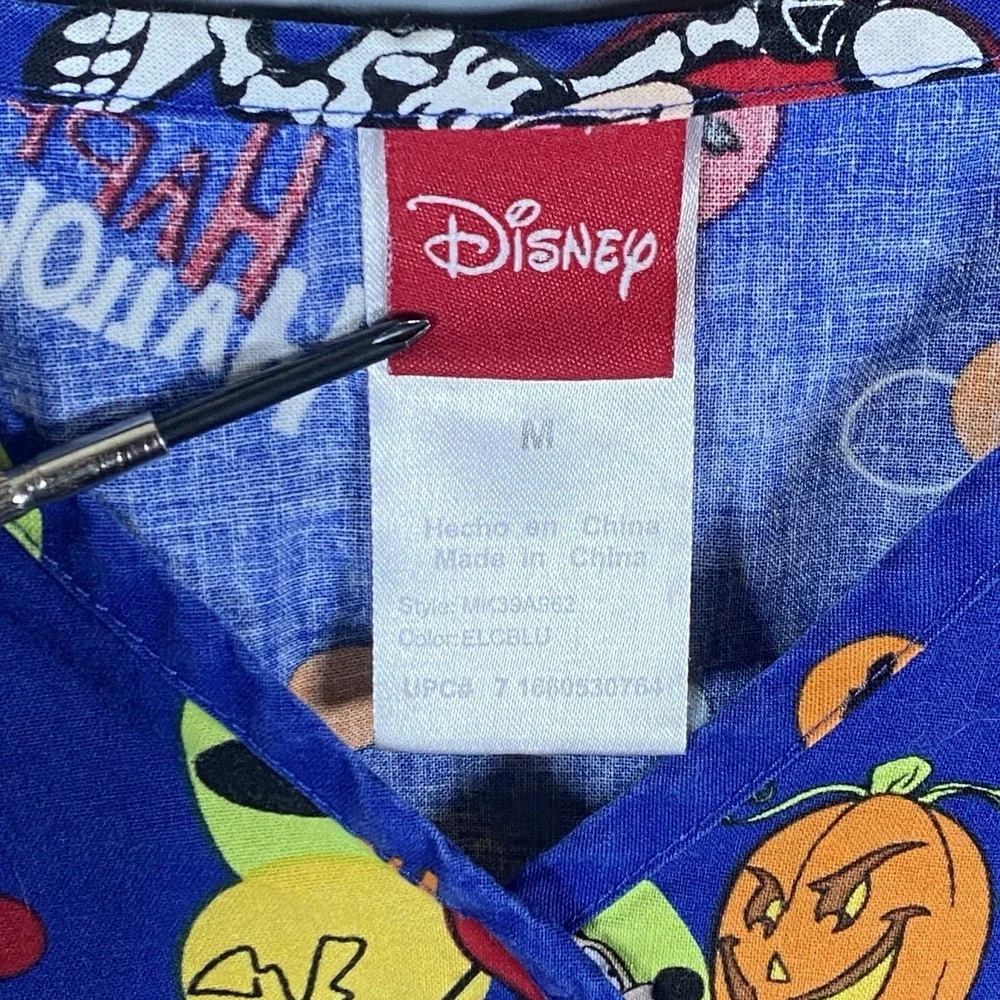 Scrubs Top Cartoon Halloween‎ Disney Mickey and Minnie Mouse Size M
